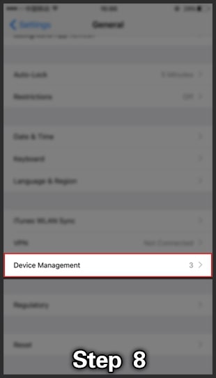 Step7: Find device management in general and open it.