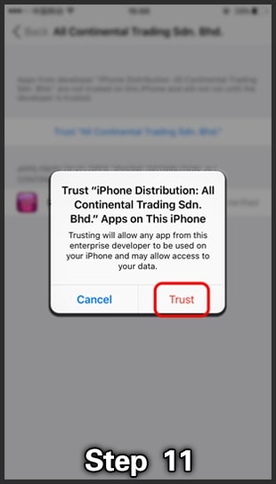 Step9: Click on trust again and you can now launch the application